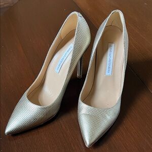 Diane Von Furstenberg Metallic Matte Gold Heels